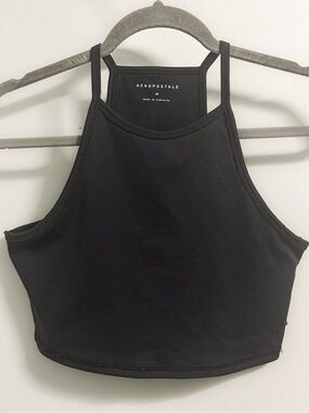 Aéropostale Black Halter Crop Top Fitted Bralette M